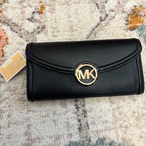 MICHAEL Michael Kors Fulton Large Continental Wallet in Black Leather